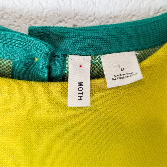 Anthropologie Moth Mini Dress Knit Sleeveless Tunic Green Retro 70s Colorful S/M - Picture 8 of 13